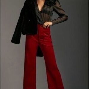 Anthropologie The Colette Velvet Crop Wide-Leg Pants by Maeve